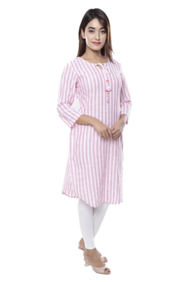 South Cotton Striped Pink Kurta - S